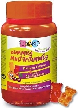 Фото Pediakid Multivitamines зі смаком апельсина і вишні 60 таблеток