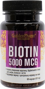 Фото Golden Pharm Biotin 5000 мкг 60 капсул