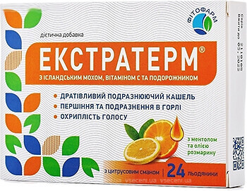Фото Фітофарм Екстратерм зі смаком цитруса 24 льодяників