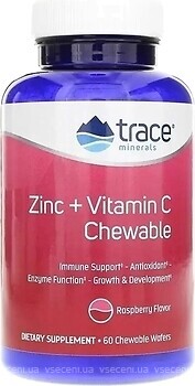 Фото Trace Minerals Zinc + Vitamin C со вкусом малины 60 таблеток
