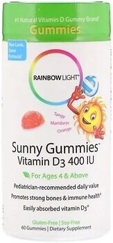 Фото Rainbow Light Sunny Gummies Vitamin D3 400 IU зі смаком мандарина 60 таблеток