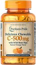 Фото Puritan's Pride Chewable Vitamin C-500 мг with Wild Rose Hips зі смаком апельсина 90 таблеток