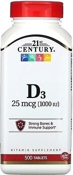 Фото 21st Century Vitamin D3 25 мкг 500 таблеток