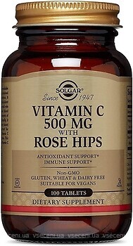 Фото Solgar Vitamin C with Rose Hips 500 мг 100 таблеток