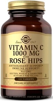 Фото Solgar Vitamin C with Rose Hips 1000 мг 100 таблеток