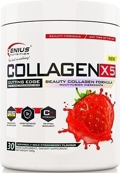 Фото Genius Nutrition Collagen X5 зі смаком полуниці 360 г