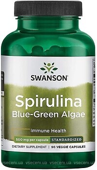 Фото Swanson Spirulina Blue-Green Alhae 500 мг 90 капсул
