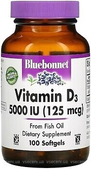 Фото Bluebonnet Nutrition Vitamin D3 5000 IU 100 капсул