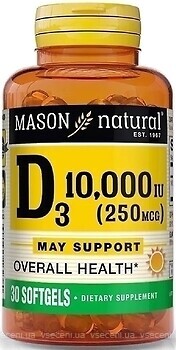 Фото Mason Natural Vitamin D3 10000 ME 30 капсул