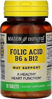 Фото Mason Natural Folic Acid B6 & B12 90 таблеток