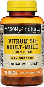 Фото Mason Natural Vitrum 50+ Adult-Multi Iron Free 100 таблеток