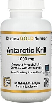 Фото California Gold Nutrition Antarctic Krill 1000 мг со вкусом клубники и лимона 120 капсул