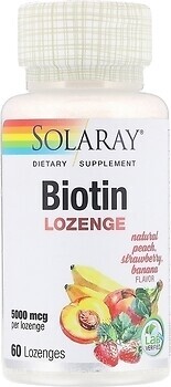 Фото Solaray Biotin 5000 мкг со вкусом фруктов 60 леденцов