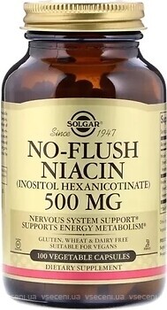 Фото Solgar No-Flush Niacin 500 мг 100 капсул