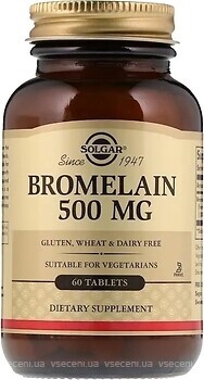 Фото Solgar Bromelain 500 мг 60 пігулок