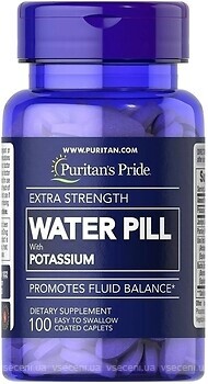 Фото Puritan's Pride Water Pill with Potassium Extra Strength 100 капсул