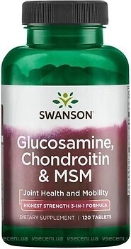 Фото Swanson Glucosamine, Chondroitin & MSM 120 пігулок
