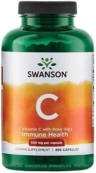 Фото Swanson Vitamin C with Rose Hips 500 мг 250 капсул
