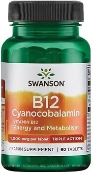 Фото Swanson Vitamin B-12 Cyanocobalamin 1000 мкг 90 пігулок