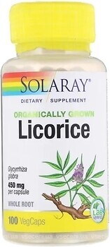 Фото Solaray Organically Grown Licorice 450 мг 100 капсул (SOR19370)