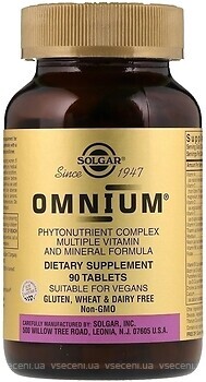 Фото Solgar Omnium Phytonutrient Complex Multiple Vitamin and Mineral Formula 90 таблеток