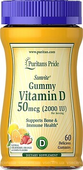 Фото Puritan's Pride Gummy Vitamin D 2000 зі смаком фруктів 60 таблеток