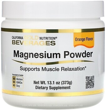 Фото California Gold Nutrition Magnesium Powder со вкусом апельсина 380 г