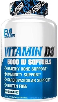 Фото Evlution Nutrition Vitamin D3 5000 IU 120 капсул