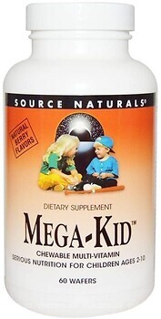 Фото Source Naturals Mega-Kid зі смаком ягід 60 таблеток