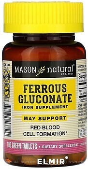Фото Mason Natural Ferrous Gluconate 240 мг 100 таблеток