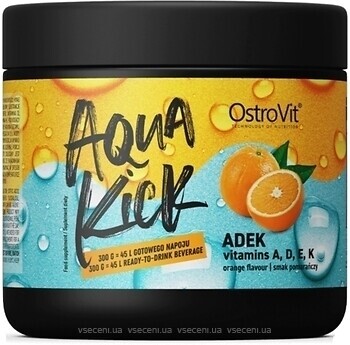 Фото OstroVit Aqua Kick Vitamin ADEK зі смаком апельсина 300 г