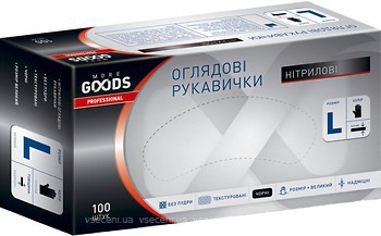 Фото More Goods перчатки нитриловые неопудренные Professional черный L 100 шт