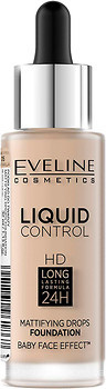 Фото Eveline Cosmetics Liquid Control HD Mattifying Drops Foundation 015 Light Vanilla