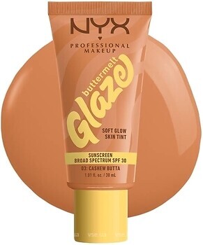 Фото NYX Professional Makeup Buttermelt Glaze Soft Glow Skin Tint SPF30 №03 Cashew Butta