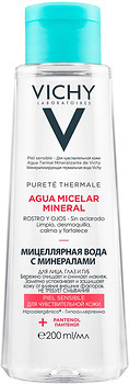 Фото Vichy мицеллярная вода Purete Thermale Mineral Micellar Water для чувствительной кожи лица и глаз 200 мл