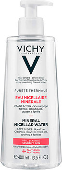 Фото Vichy міцелярна вода Purete Thermale Mineral Micellar Water для чутливої шкіри обличчя і очей 400 мл
