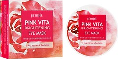 Фото Petitfee освітлюючі патчі під очі на основі есенції рожевої води Pink Vita Brightening Eye Mask 60 шт