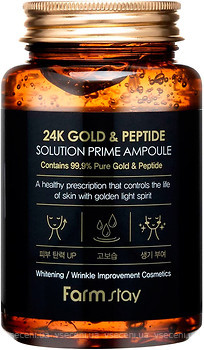 Фото FarmStay сироватка з 24K золотом і пептидами 24K Gold & Peptide Solution Prime Ampoule 250 мл