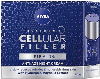 Фото Nivea антивіковий нічний крем для обличчя Hyaluron Cellular Filler Night Cream 50 мл