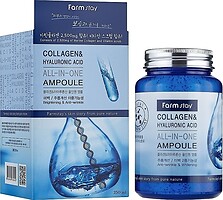 Фото FarmStay сироватка для обличчя з колагеном і гіалуроновою кислотою Collagen & Hyaluronic Acid All-In-One Ampoule 250 мл