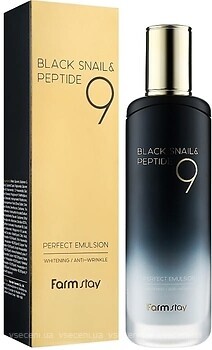 Фото FarmStay эмульсия для лица Black Snail & Peptide 9 Perfect Emulsion 120 мл