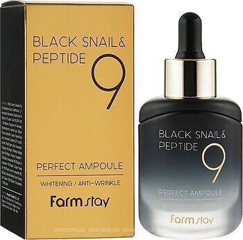 Фото FarmStay сироватка для обличчя Black Snail & Peptide 9 Perfect Ampoule 35 мл