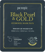 Фото Petitfee Black Pearl & Gold Hydrogel Mask гідрогелева маска з золотом і чорними перлами 5 шт