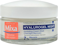 Фото Mixa Hydrating Hyalurogel Night Cream-Mask крем-маска нічний Зволоження і відновлення для чутливої шкіри 50 мл