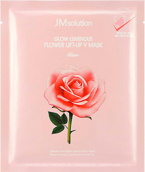 Фото JMsolution Glow Luminous Flower Lift-Up V Mask Rose маска для підтяжки контуру обличчя з екстрактом троянди 25 г
