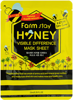 Фото FarmStay Visible Difference Mask Sheet Honey маска тканинна з медом і прополісом 22 г