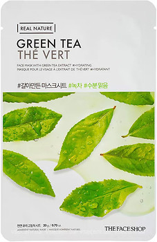 Фото The Face Shop Real Nature Mask Sheet Green Tea маска-серветка для обличчя з екстрактом зеленого чаю 20 г
