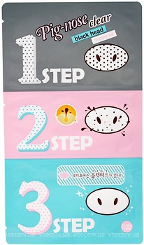 Фото Holika Holika Pig Nose Clear Black Head 3-Step Kit No Water набор патчей от черных точек Без воды 3 шт 3.5 г + 1 г + 3