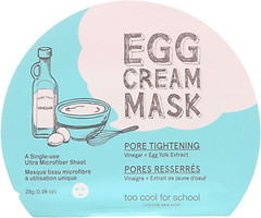 Фото Too Cool For School Egg Cream Mask Pore Tightening тканинна маска з яєчним альбуміном 28 г