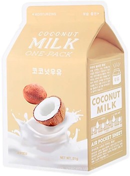 Фото A'pieu Coconut Milk One-Pack зволожуюча тканинна маска з молочними протеїнами і екстрактом кокоса 21 г